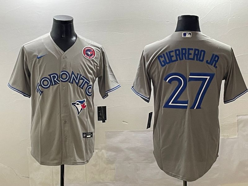 Men Toronto Blue Jays #27 Guerrero jr Grey Game 2025 Nike MLB Jersey style 4